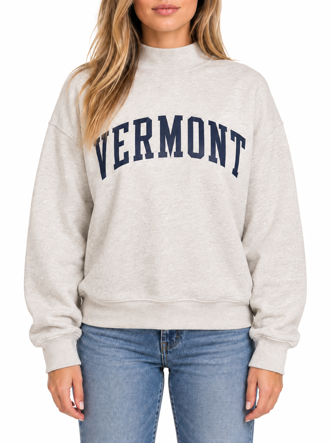Mock Neck Fleece Sweater Color Grey