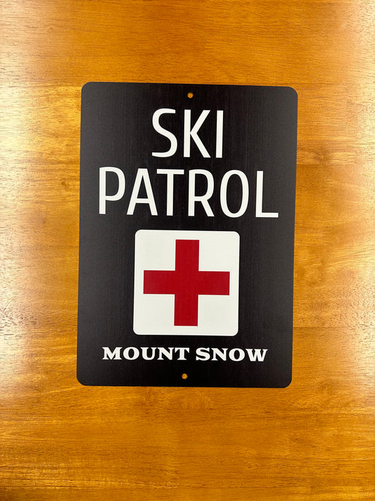 Black Ski Patrol Metal Sign