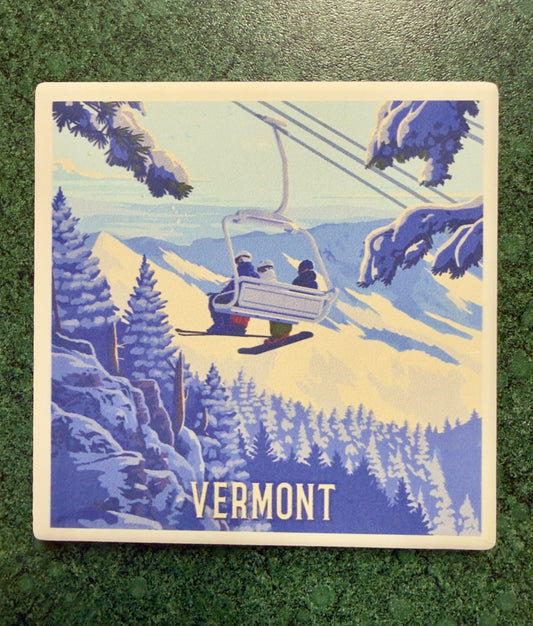 Vermont - Ski Lift Above The Trees Snowboarder Coaster