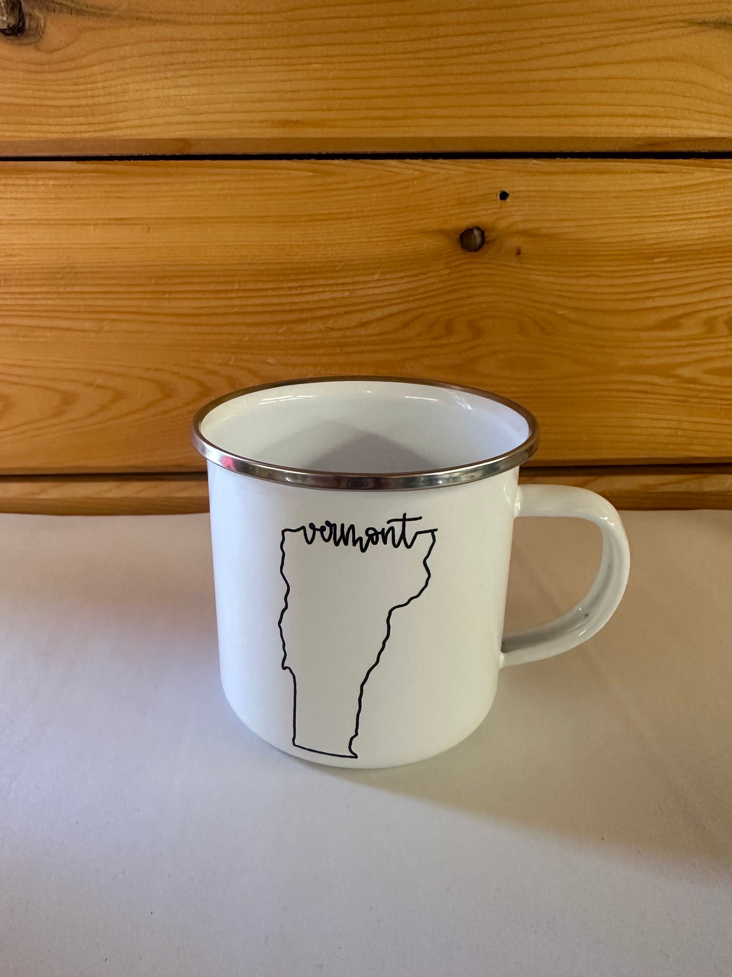 Vermont State Enamel Mug Color White