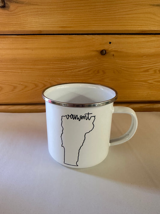 Vermont State Enamel Mug Color White