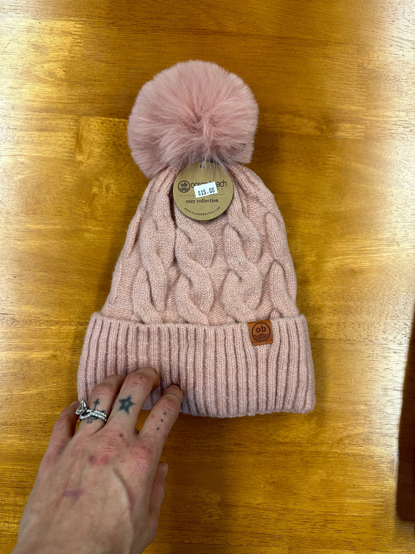 Soft Woman's Classic Beanie With Fuzzy Inside Color Pink