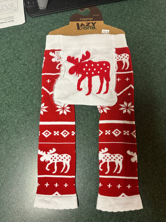 Nordic Moose Design Infant Legging Color Red & White