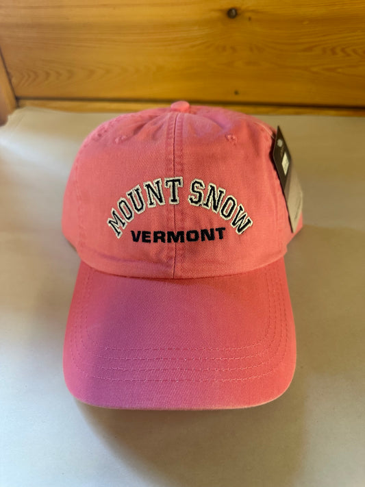 Mount SNow Vermont Black Letters Cap Color Pink