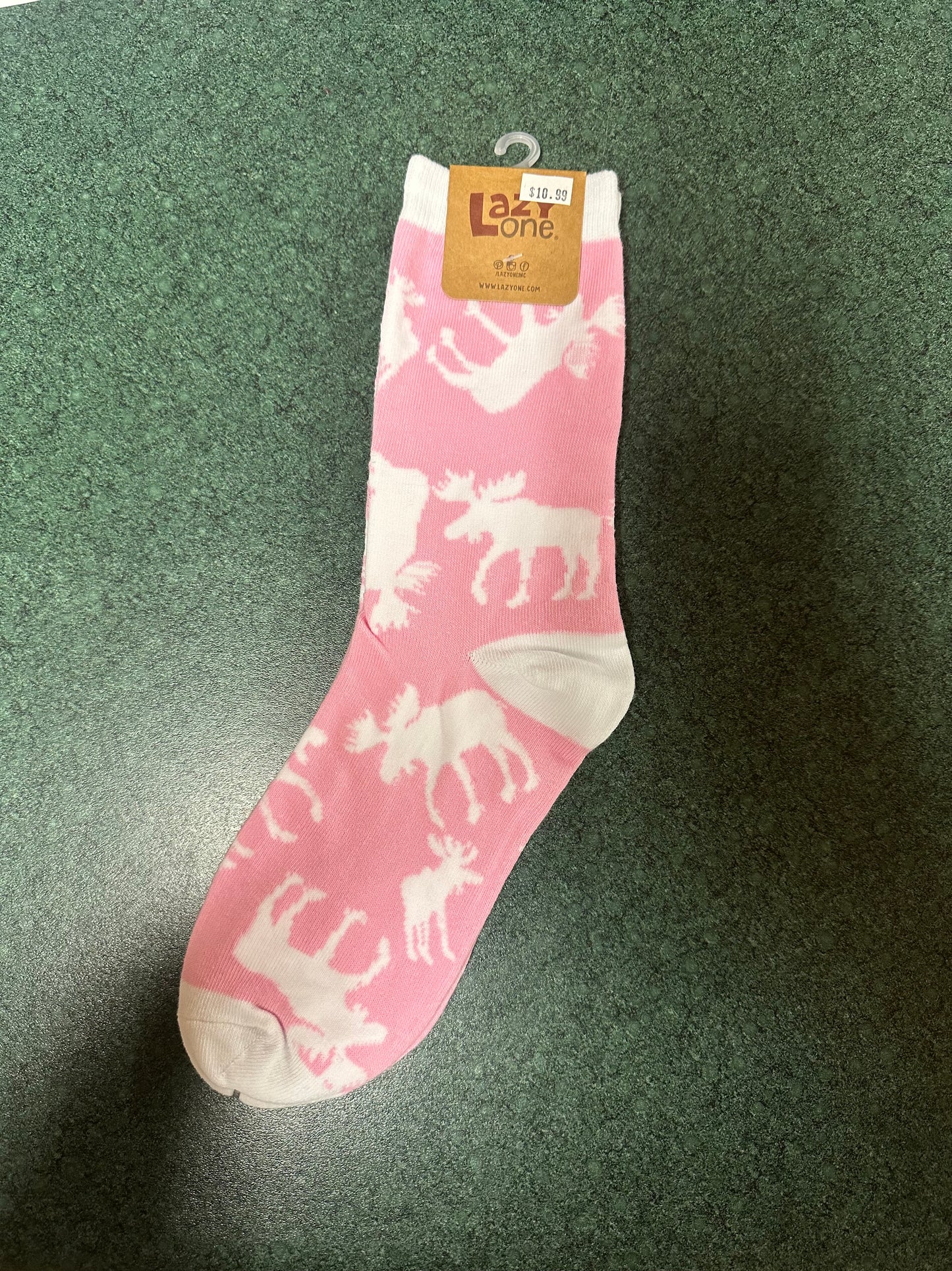 Pink Classic Moose Crew Sock 9-11