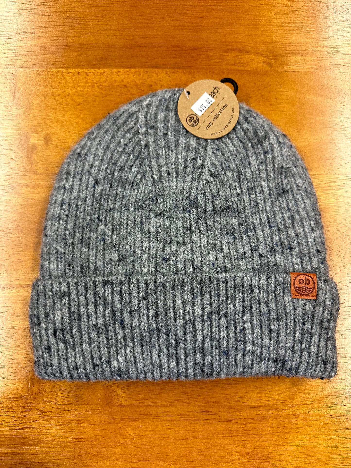 Soft Mens Classic Beanie With Fuzzy Inside Color Grey