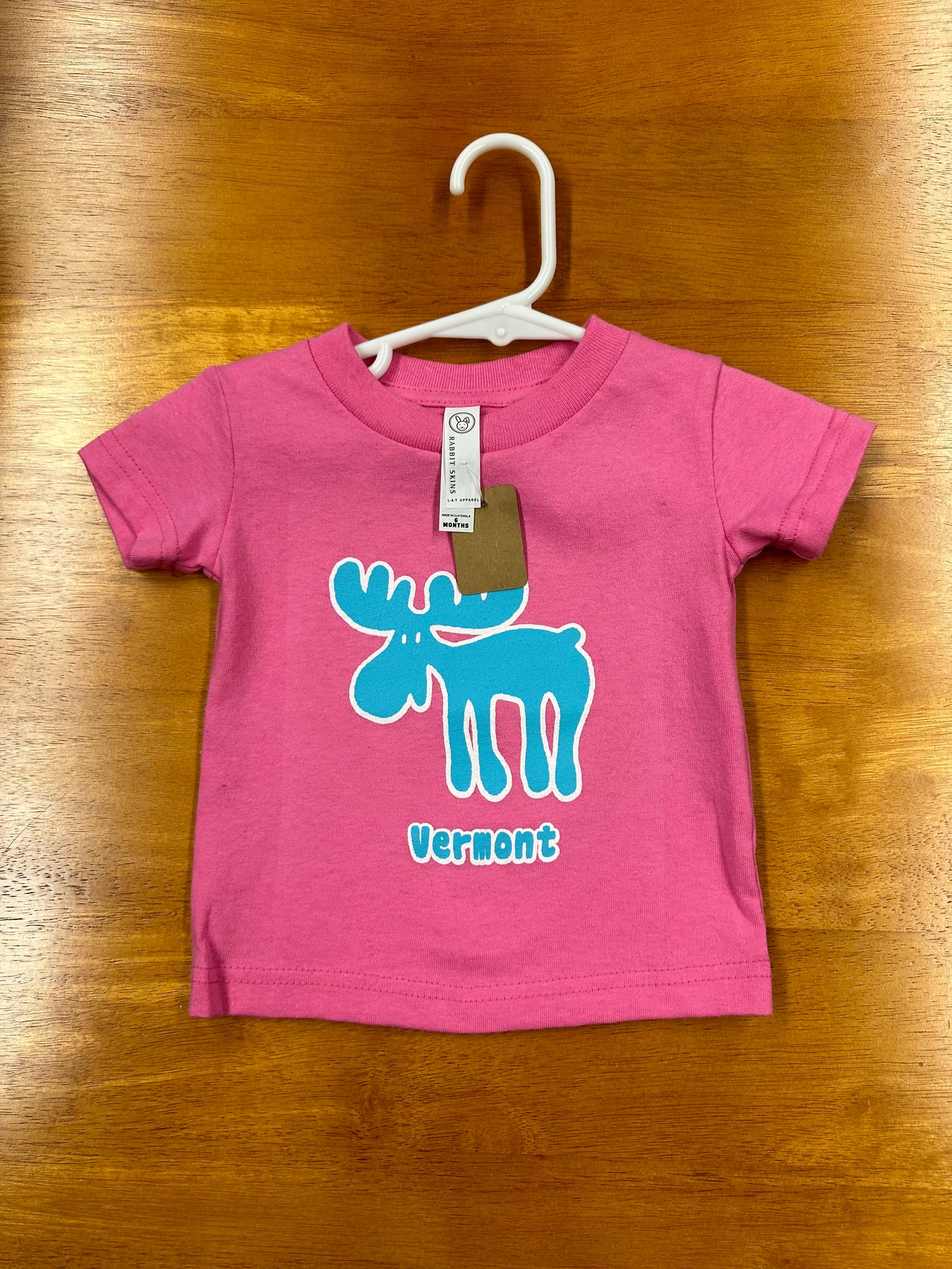 Infant Vermont Blue Moose T Shirt Color Pink