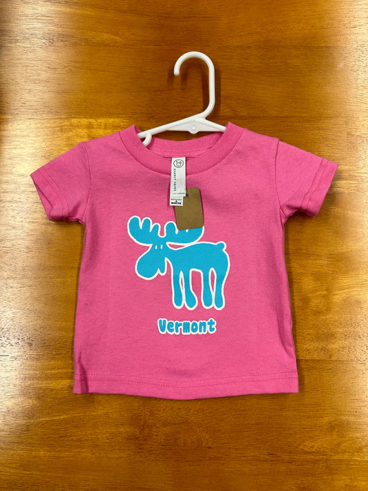 Infant Vermont Blue Moose T Shirt Color Pink