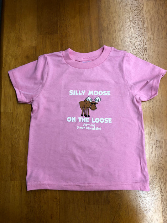 Silly Moose On The Loose Toddler T Shirt Color Pink