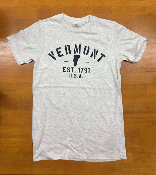 VT Est 1791 USA T Shirt Color Heather Oatmeal