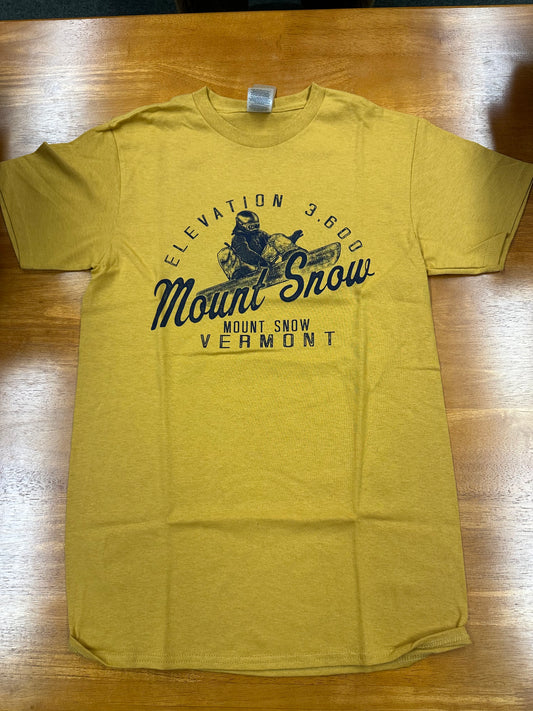 Elevation 3,600 Design W/ Snowboarder Full Front Graphic Color Mustard