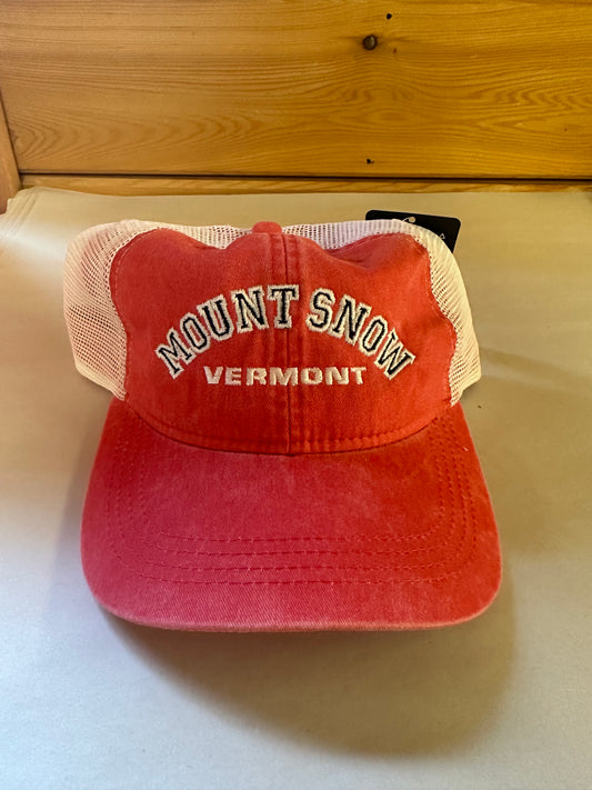 Youth Mount Snow Vermont With Mesh Cap Color Flamingo/White