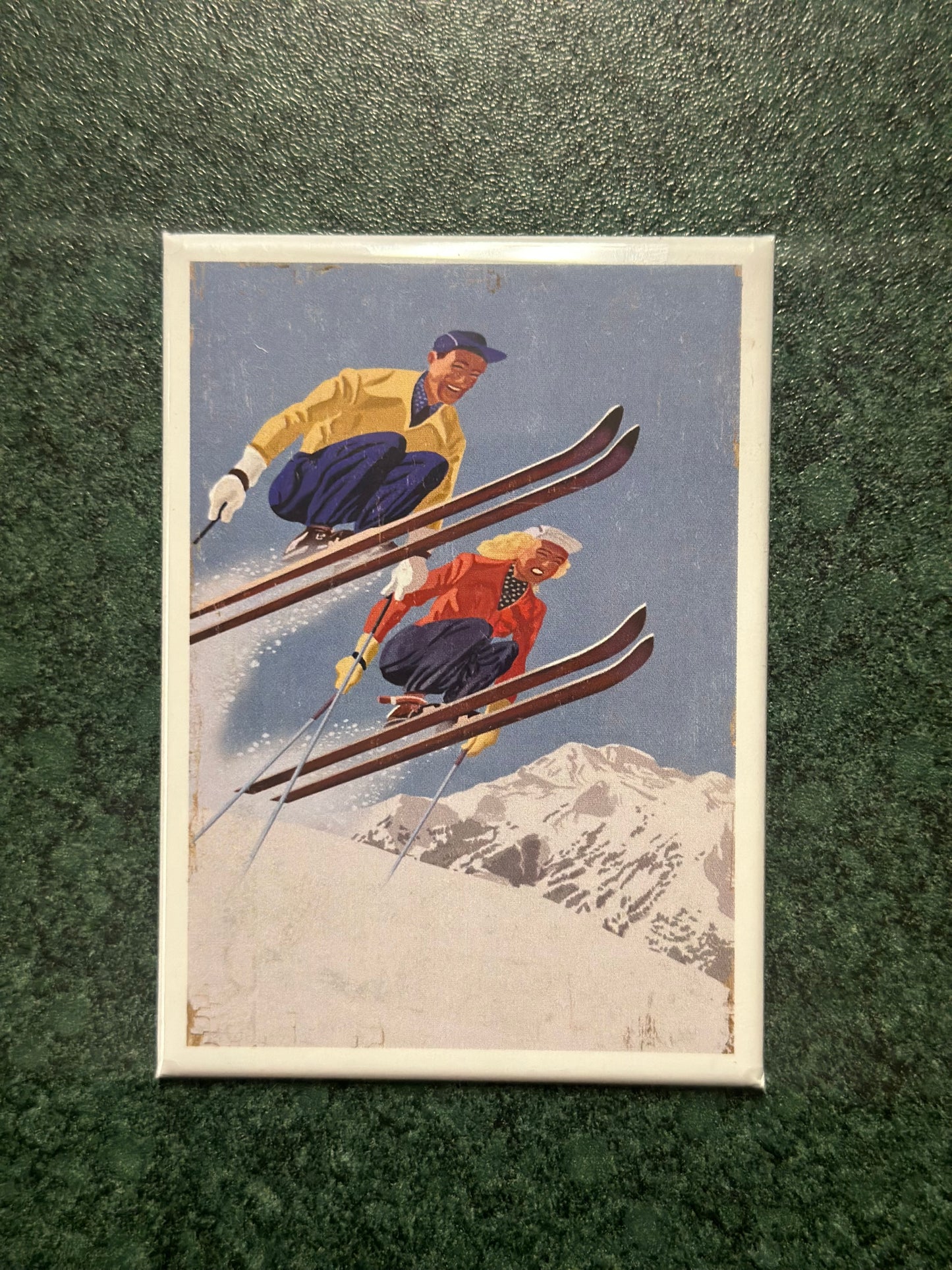 Vintage Skiers Magnet