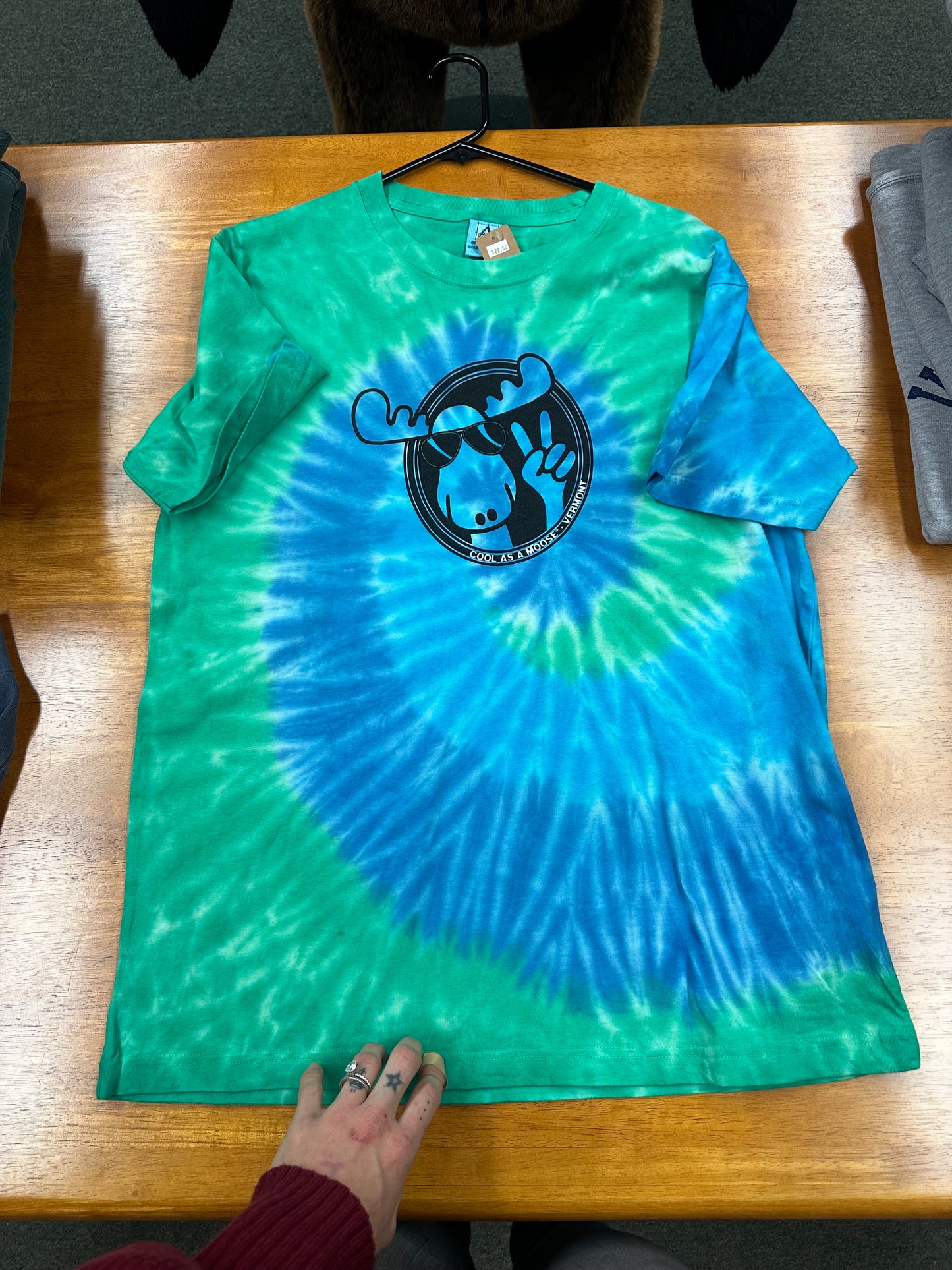 Cool As A Moose Green Blue Tie Dye Full Front T Shirt