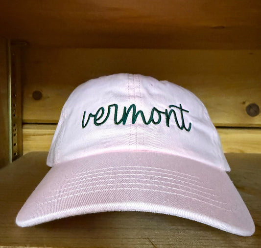 Script Vermont Embroidered  Hat Color Pink