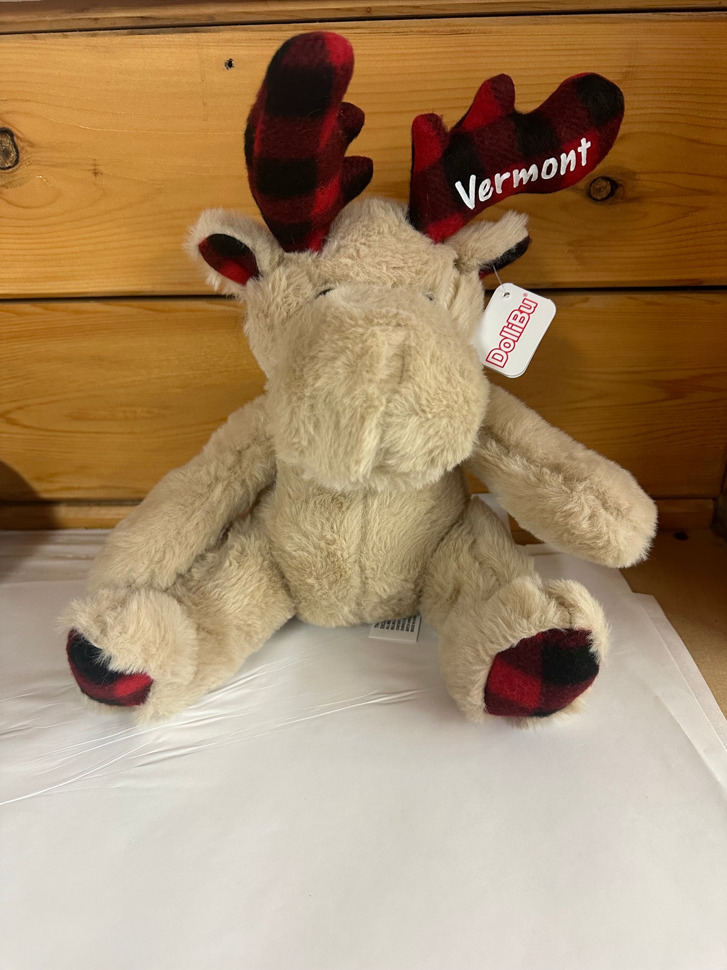 Plush Plaid Beige Moose