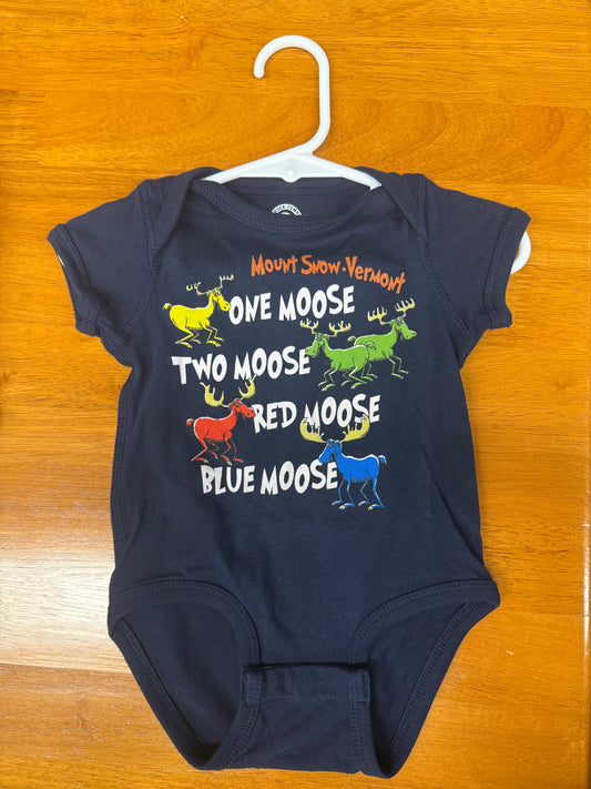 Infant One Moose Two Moose Color Navy Onesie