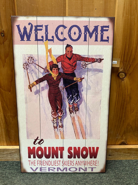 14 x 24 Wood Friendliest Skiers Sign