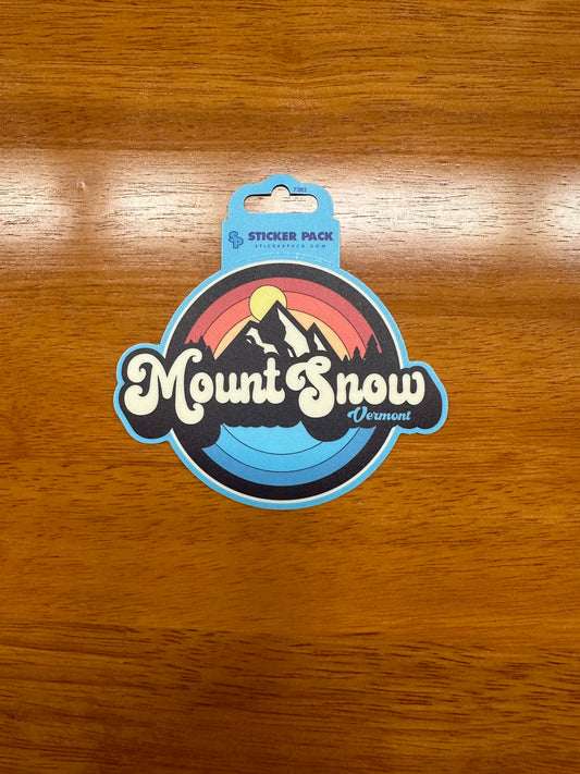 Mount Snow Groovy Text With Mountains Sticker