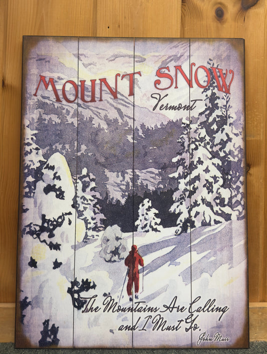 The Mountains are Calling: John Muir - Wood & Metal Wall Art - Wood / 17" x 23" × 4