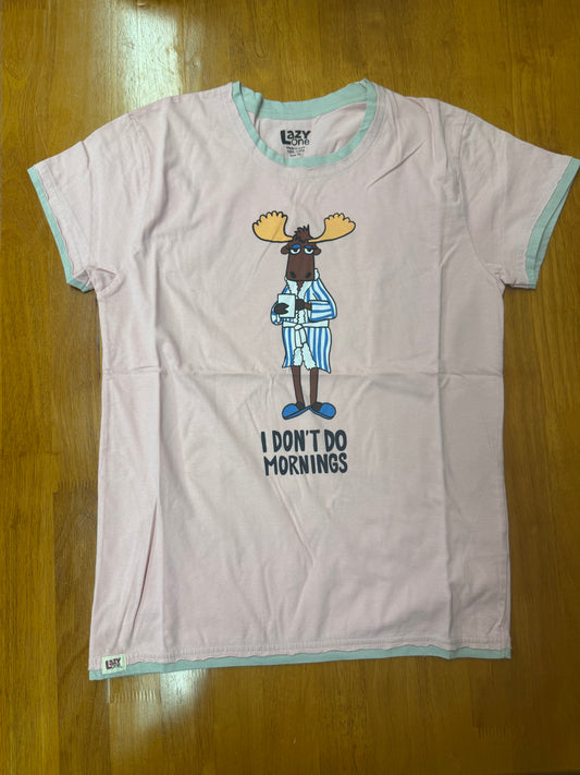 Don’t Do Mornings Tee Color Pink