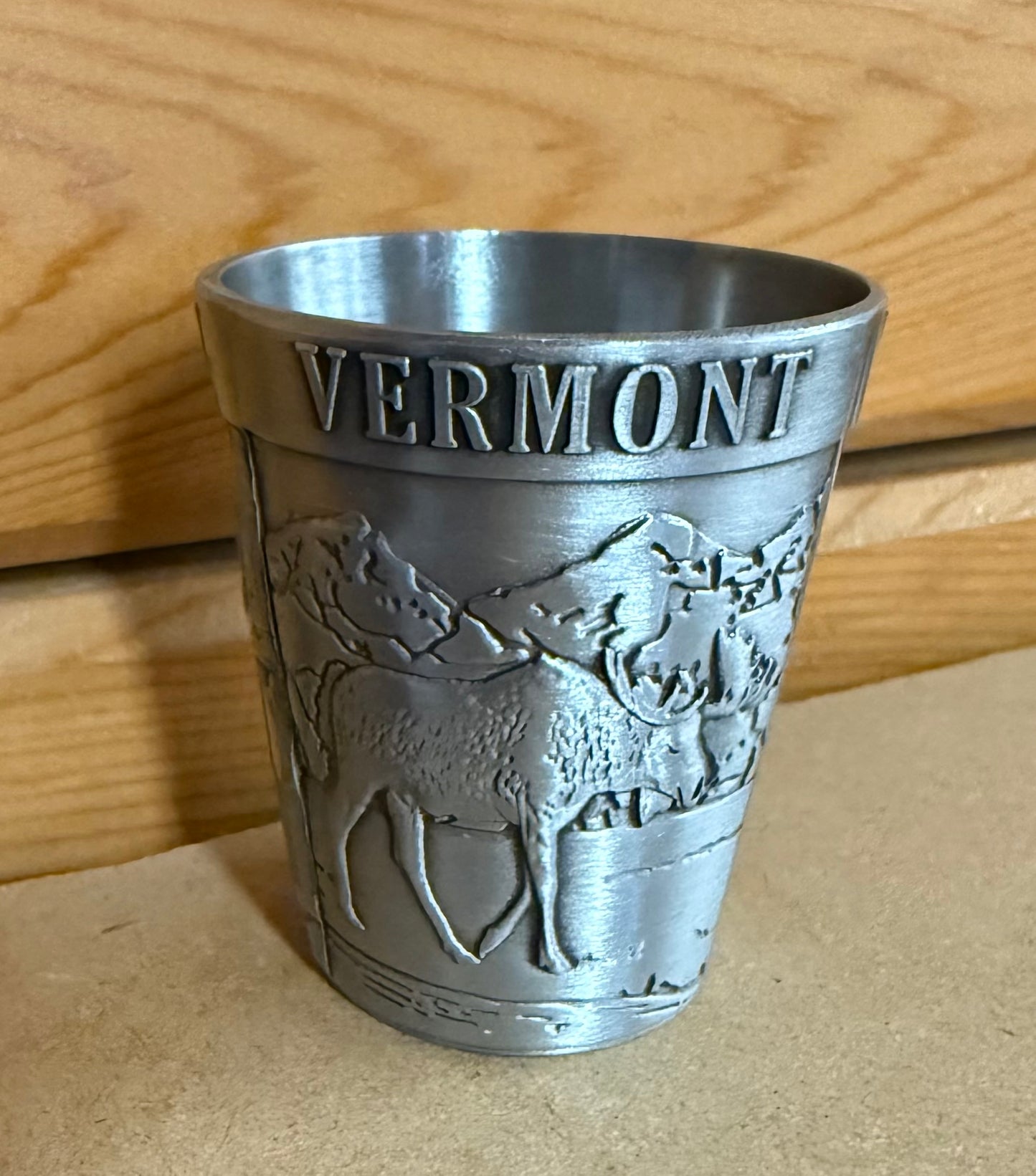 Pewter Shot Glass With Vermont Motif